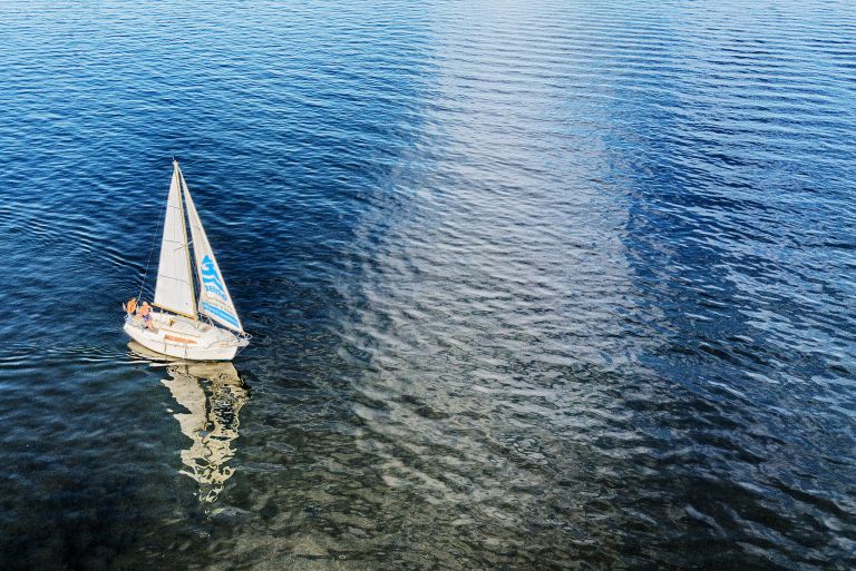 My father sailed on lake Gooimeer as I flew my drone