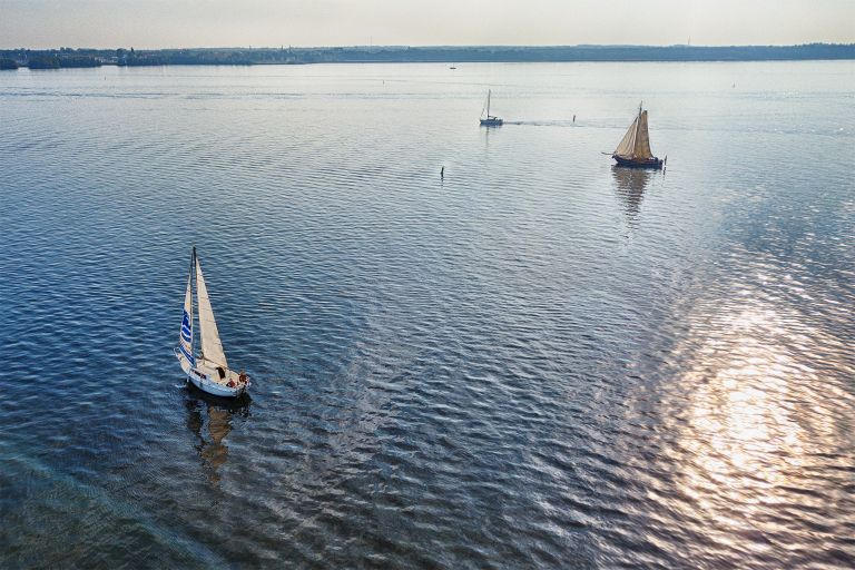 Sailing boats on lake Gooimeer from my drone