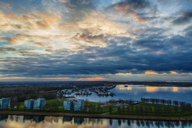 Lake Noorderplassen during sunset