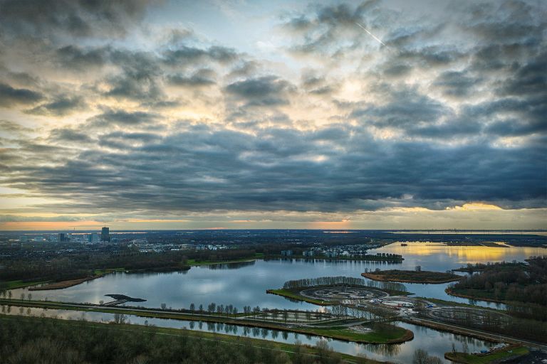 Lake Noorderplassen during sunset