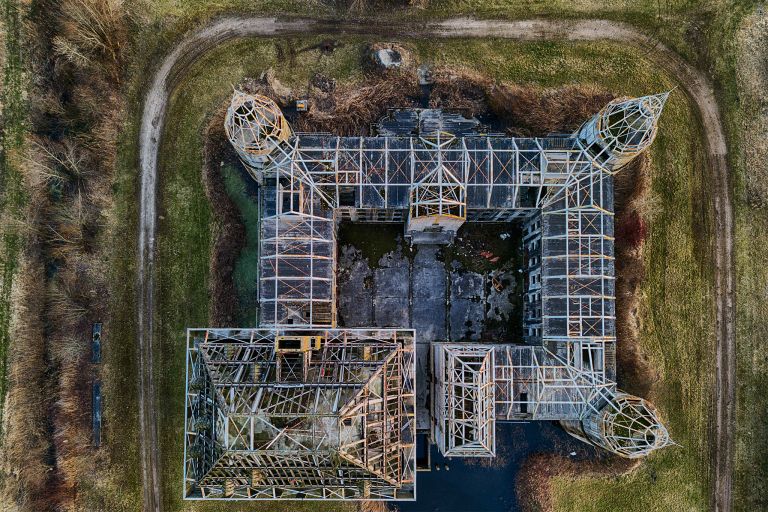 Top-down drone picture of Almere Castle