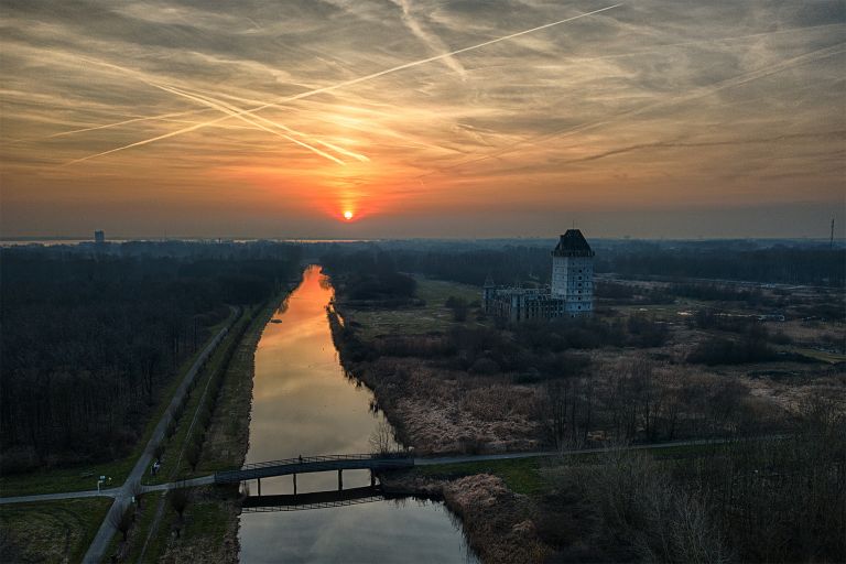 Sunset at Almere castle, as seen from my drone