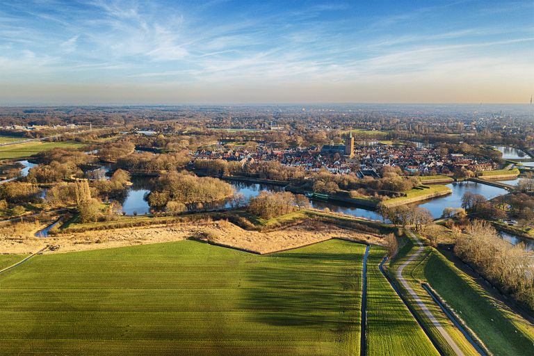Drone picture of Naarden-Vesting on a winter day