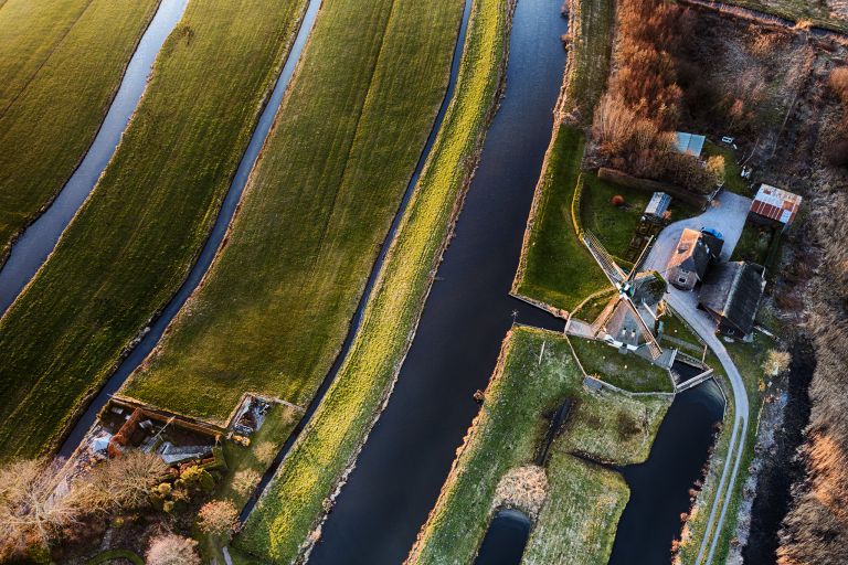 Top-down drone picture of Meermolen de Onrust