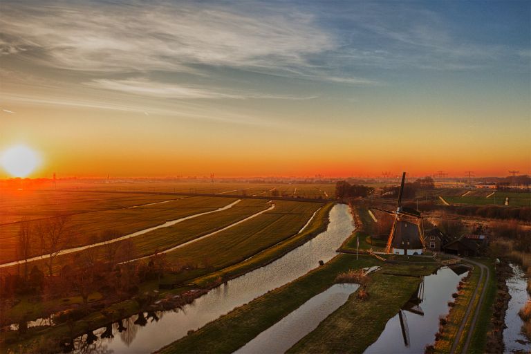 Windmill Meermolen de Onrust during sunset