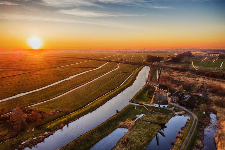 Windmill Meermolen de Onrust from my drone during sunset