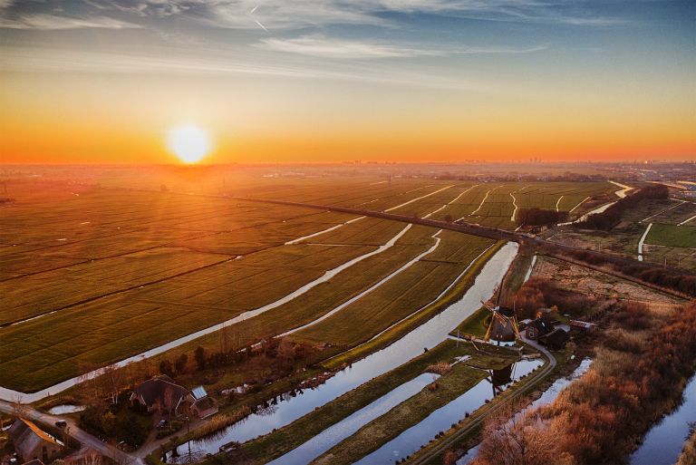 Typical Dutch sunset landscape from my drone