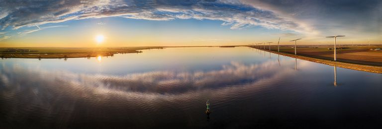 Drone panorama of lake Eemmeer