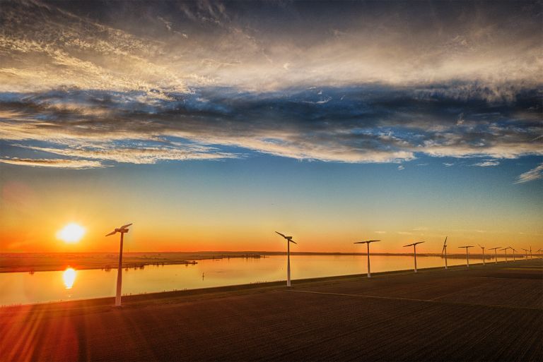 Sunset picture near Eemmeerdijk, as seen from my drone