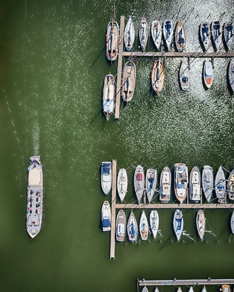 Top-down Muiden of Muiden marina