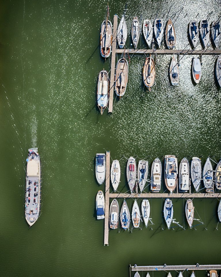 Top-down Muiden of Muiden marina