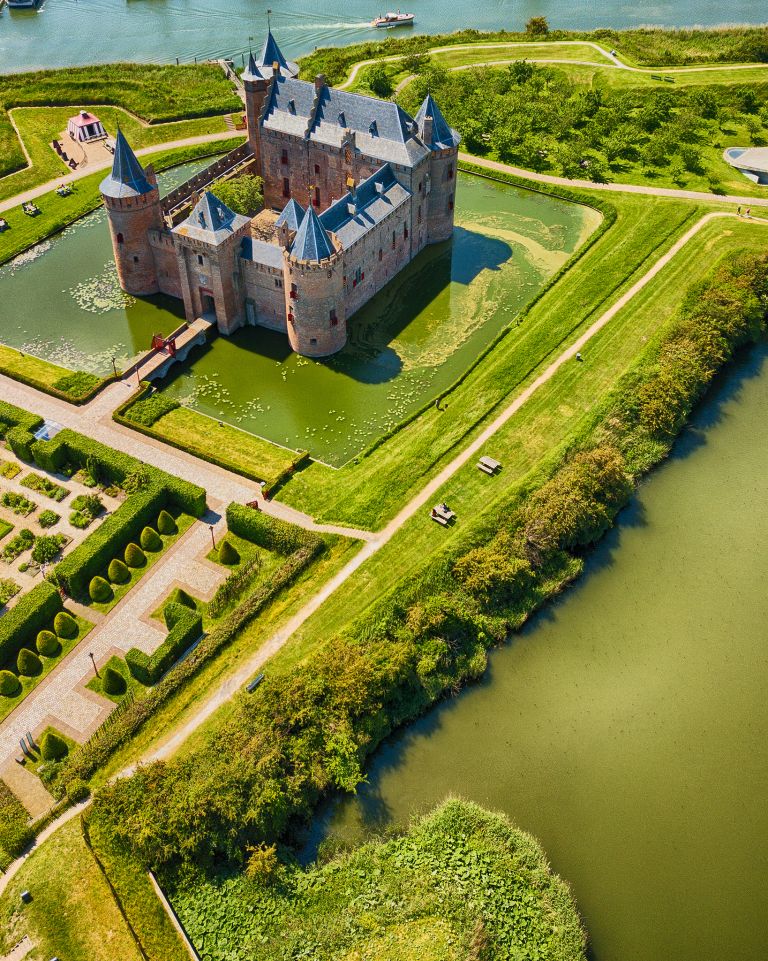 Muiderslot castle by drone