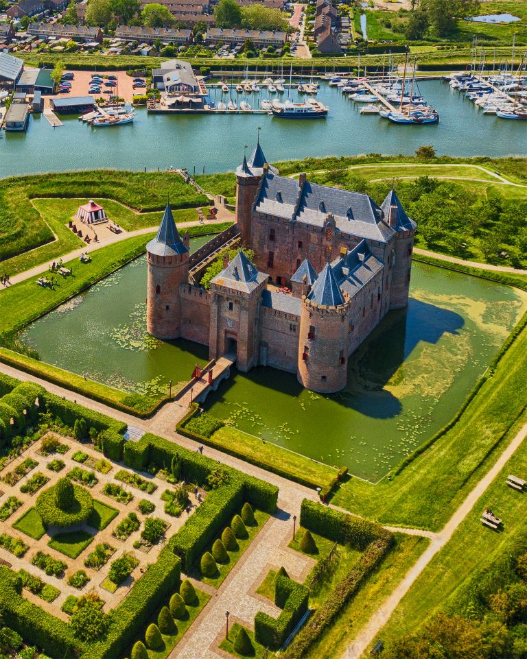 Muiderslot castle by drone