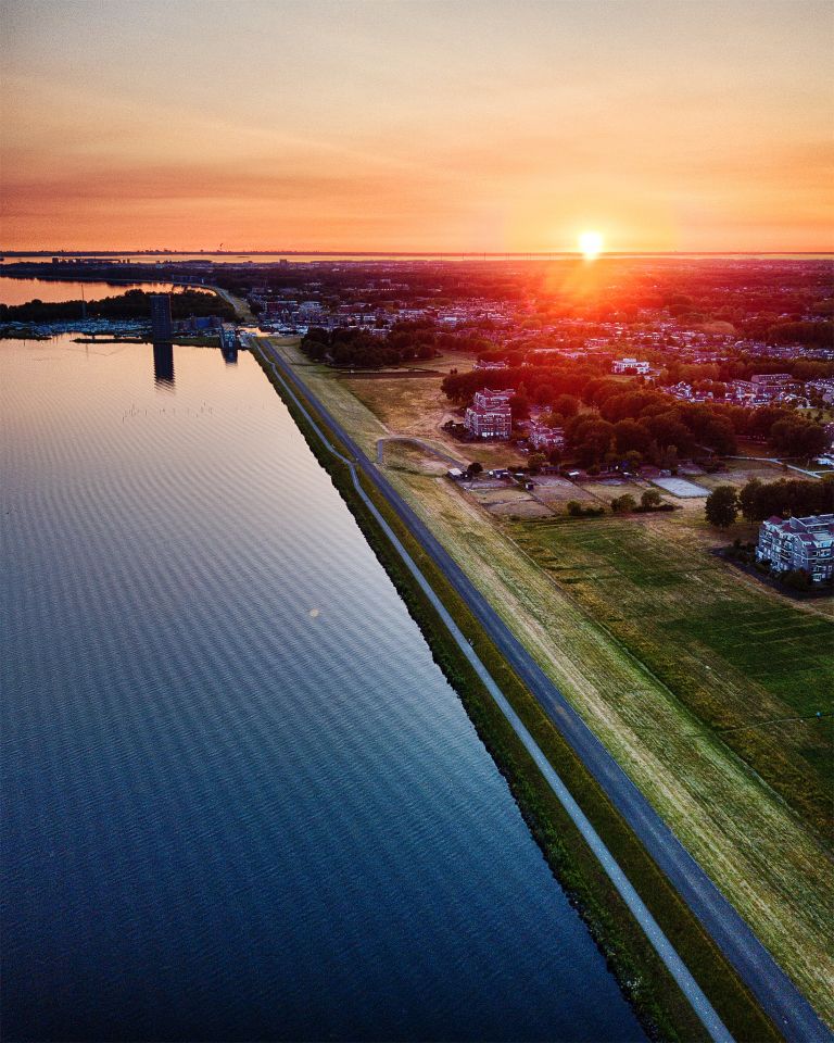 Gooimeerdijk from my drone during sunset