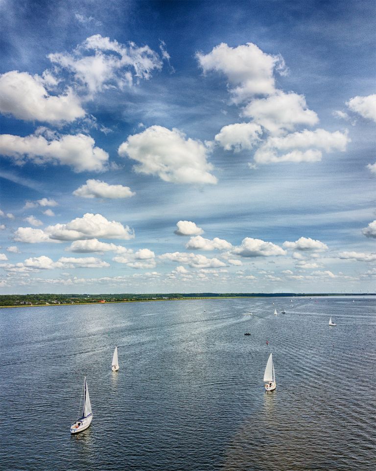 Sailing boats on lake Gooimeer