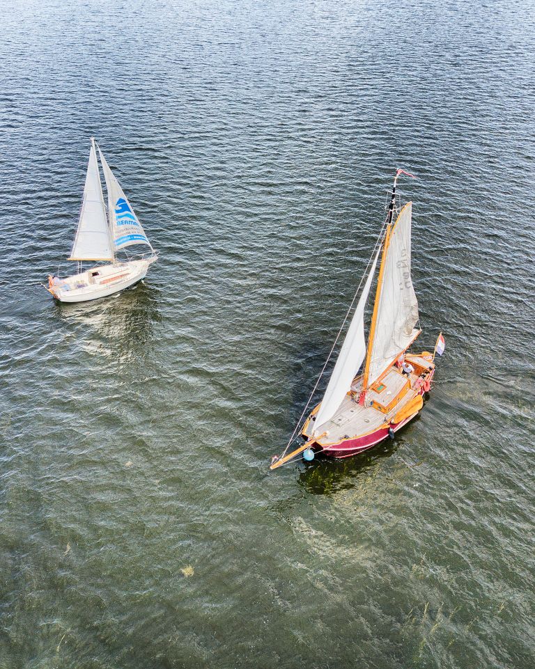 Sailing boats on lake Gooimeer