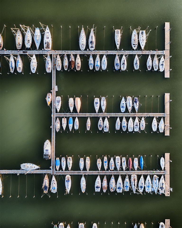 Top-down drone picture of Oostvaardersdiep marina