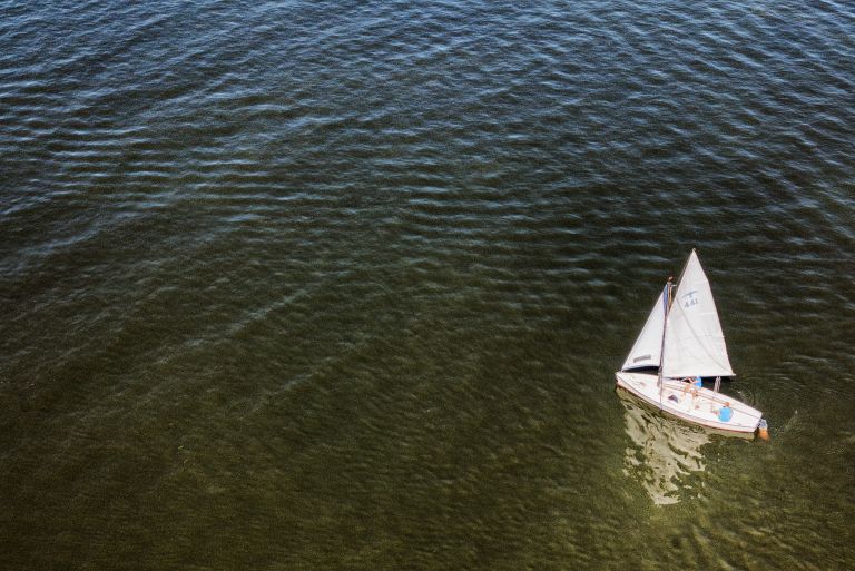 Sailing boat by drone