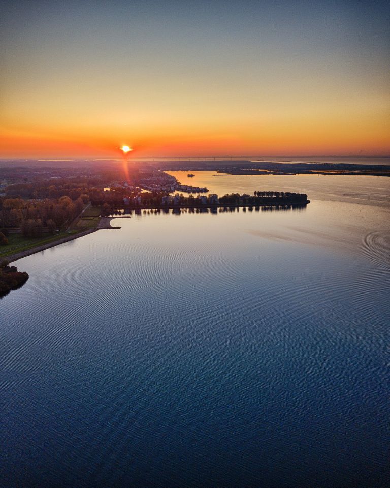 Lake Noorderplassen during sunset