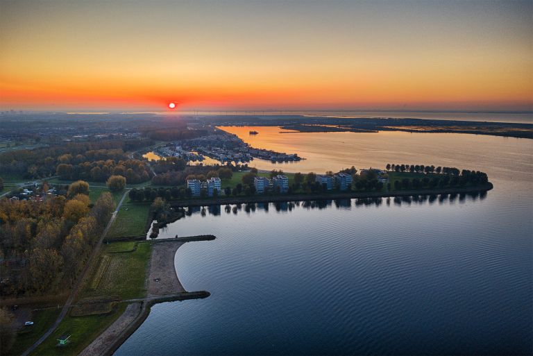 Lake Noorderplassen during sunset