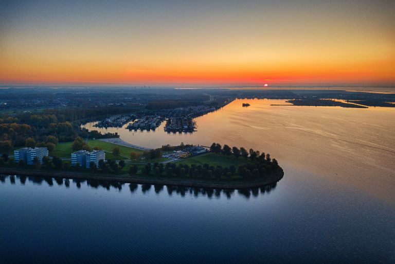 Lake Noorderplassen during sunset