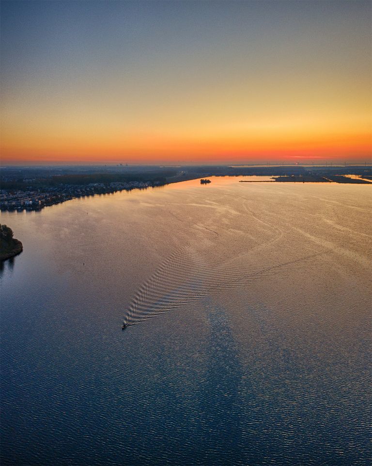 Lake Noorderplassen during sunset