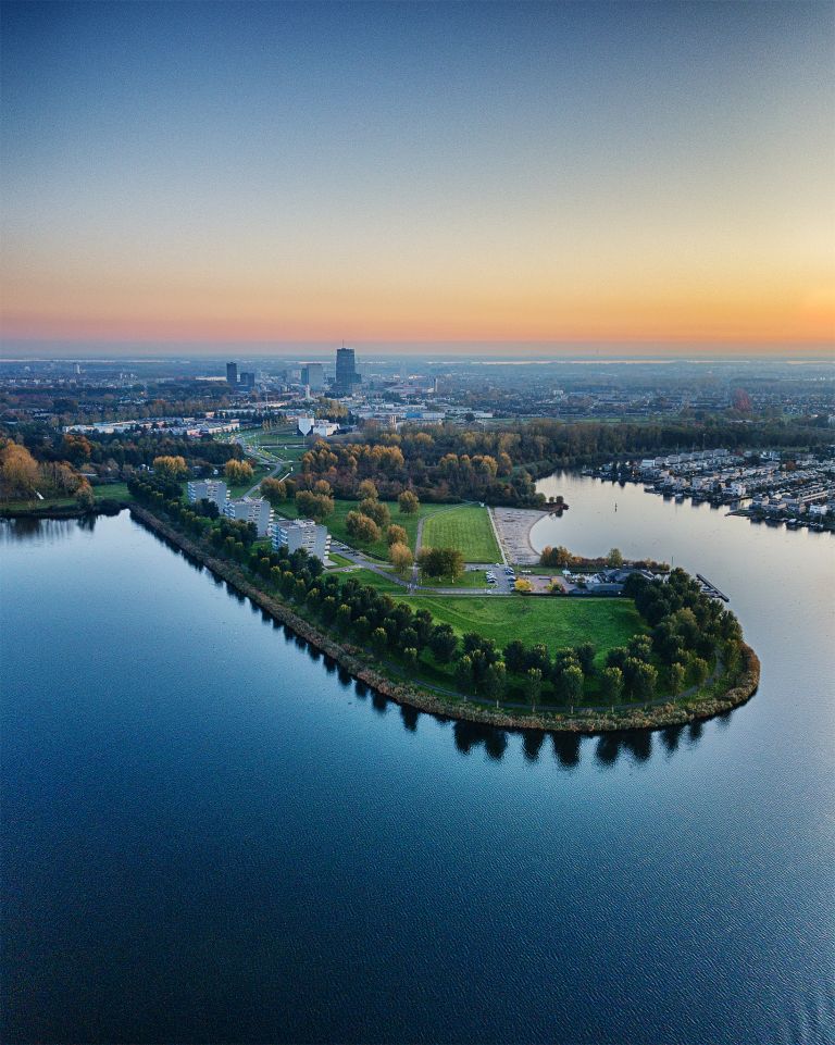 Lake Noorderplassen during sunset