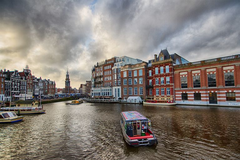 End of Amstel river in Amsterdam