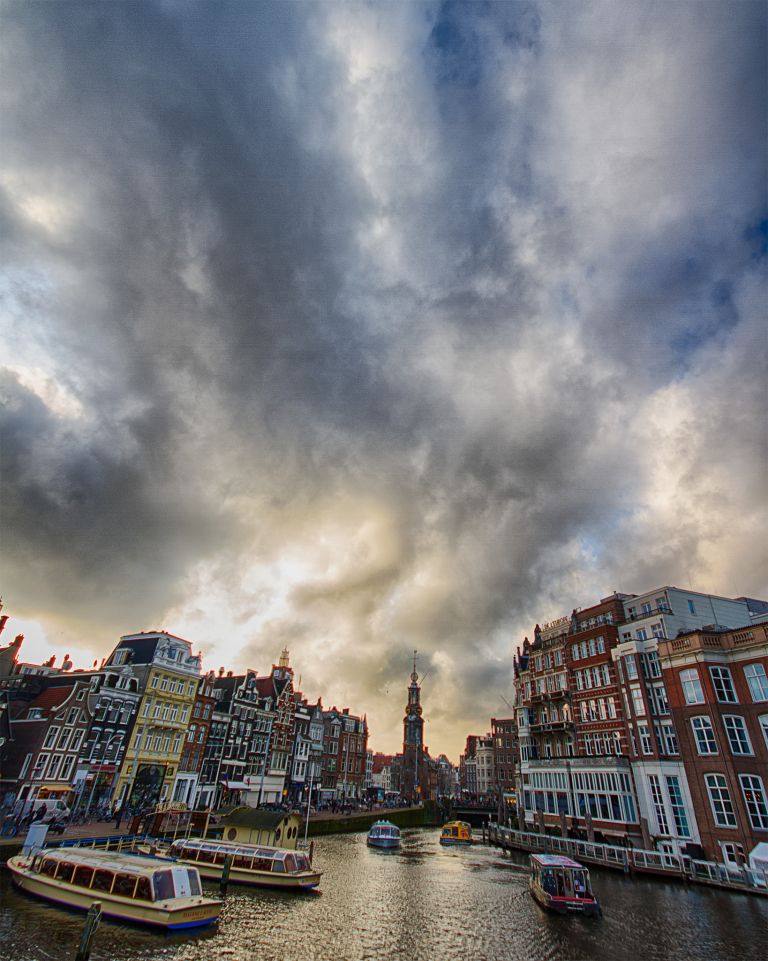 End of Amstel river in Amsterdam