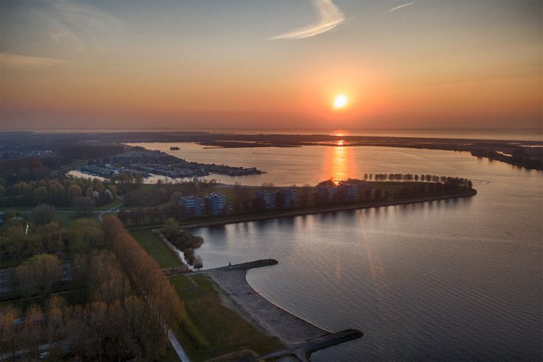 Sunset over lake Noorderplassen