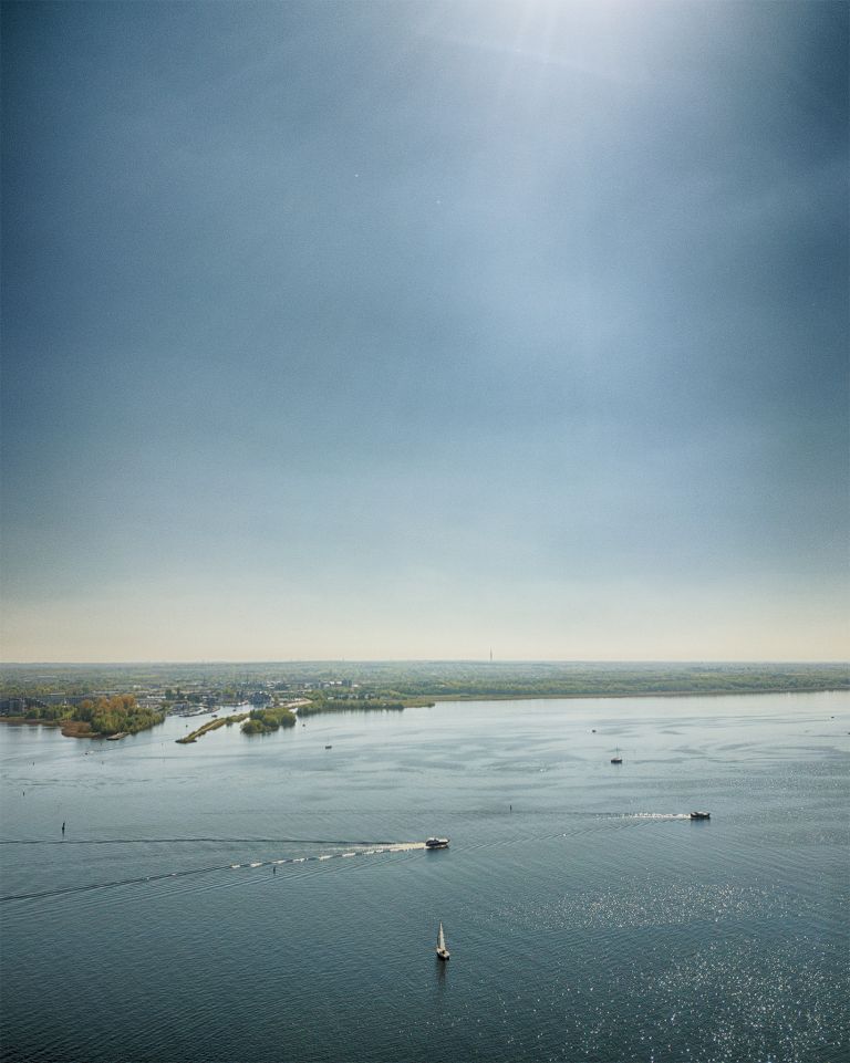 Sailing boats on lake Gooimeer