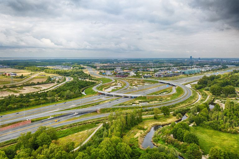 Highway junction next to Kromslootpark