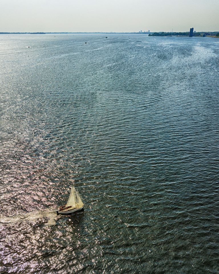 Sailing boat on lake Gooimeer