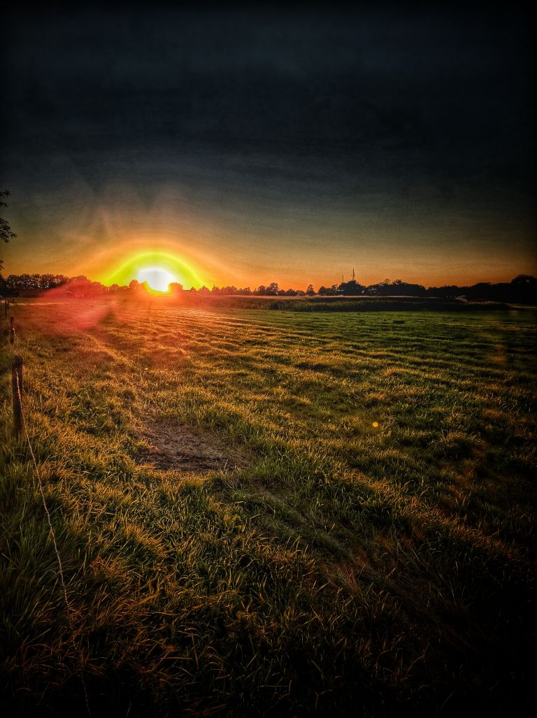 Sunset over a field