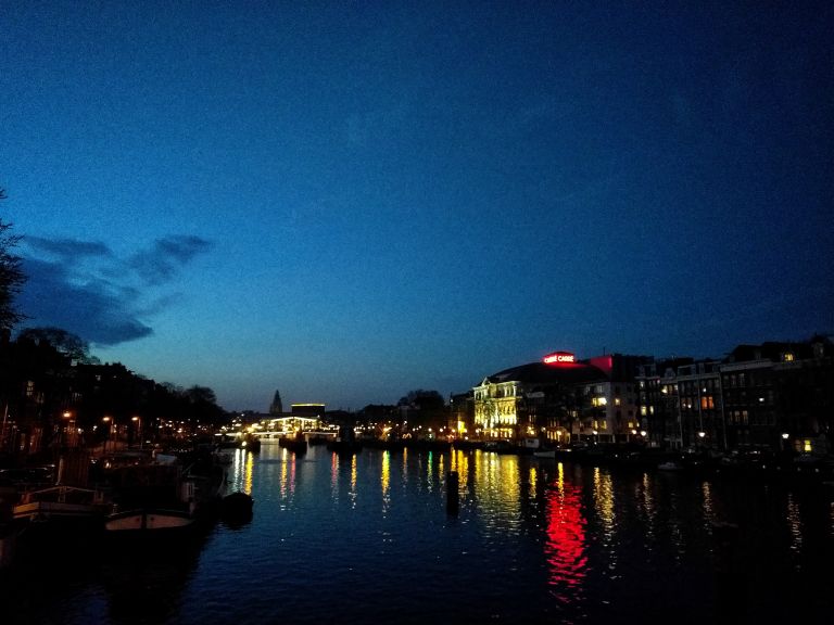 Evening view over the Amstel river