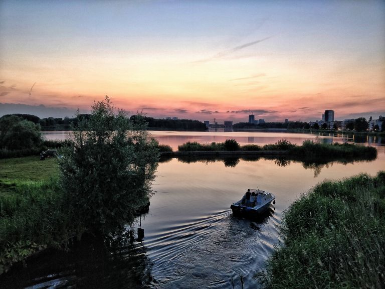 Sunset over lake Weerwater