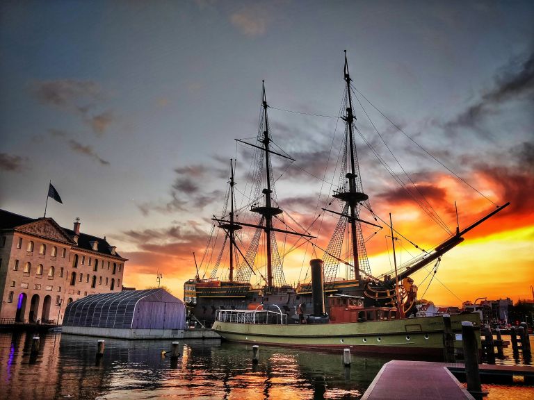 Sunset at Scheepvaartmuseum, Amsterdam