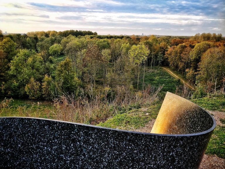 Bench on Almere-Boven during sunset